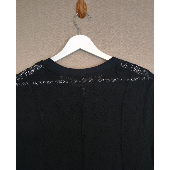 Free People Dress Womens Medium Black Crochet Lace Flare Romantic Neutral Goth - Picture 5 of 10